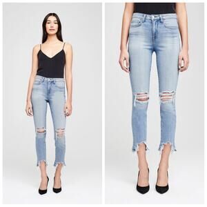 L'AGENCE Womens High Line Skinny Jeans Size 25 Light Wash Raw Hem Classic Brasie